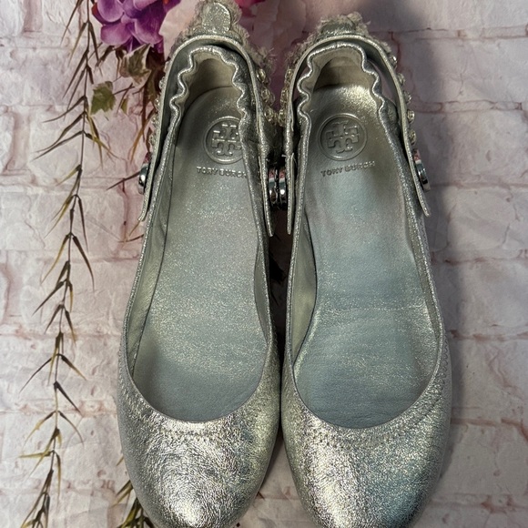 Tory Burch Adjustable Mary Jane Ballet Flats with Rhinestone Detail - Picture 6 of 13